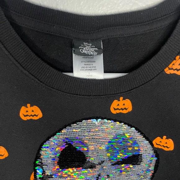 Nightmare Before Christmas Jack Skellington Sequin Youth Sweatshirt size Large - Picture 3 of 5